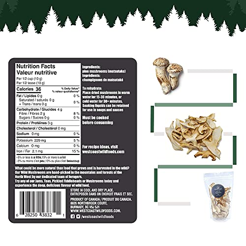 West Coast Wild Foods | Dried Wild Mushrooms (Matsutake - Pine, 3.52oz - 100g)