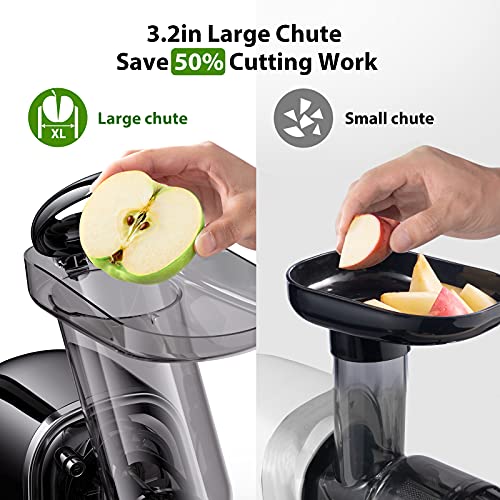 Slow Juicer, TKTK Wide Feed Chute Masticating Juicer Extractor with 2-Speed Modes, Cold Press Juicer 90% Juice Yield, Quiet European Engineered Motor & Easy to Clean with Recipe for Fruit & Vegetable