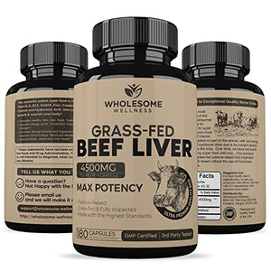 Grass Fed Desiccated Beef Liver Capsules (180 Pills, 750mg Each) - Natural Iron, Vitamin A, B12 for Energy - Humanely Pasture Raised Undefatted in New Zealand Without Hormones or Chemicals