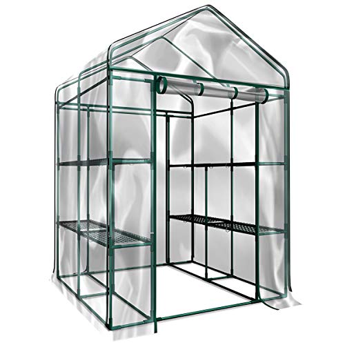 Walk-in Greenhouse- Indoor Outdoor with 8 Sturdy Shelves-Grow Plants, Seedlings, Herbs, or Flowers in Any Season-Gardening Rack by Home-Complete
