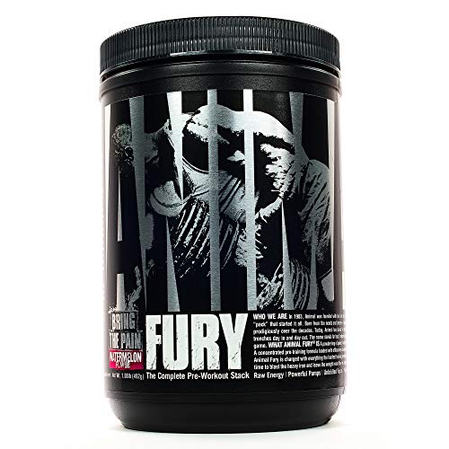 Animal Fury Pre Workout Powder Supplement for Energy and Focus 5g BCAA 350mg Caffeine Nitric Oxide Without Creatine Powerful Stimulant for Bodybuilders, Watermelon, Watermelon, 16.96 Ounce