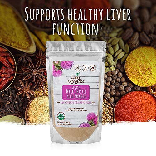 Super Organics Milk Thistle Seed Powder | Raw Organic Superfood – Vegan, Gluten-Free & Non-GMO, 8 Oz