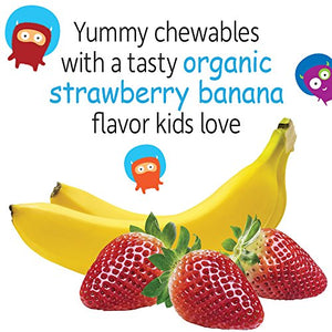 Garden of Life Dr. Formulated Probiotics Organic Kids+ Plus Vitamin C & D Chewables Tablets, Gluten/Dairy & Soy Free, Immune & Digestive Health Supplement, No Added Sugar, Strawberry Banana, 30 Count