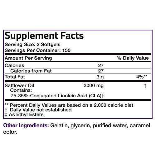 Bronson CLA 3000 Extra High Potency Supports Healthy Weight Management Lean Muscle Mass Non-Stimulating Conjugated Linoleic Acid 300 Softgels