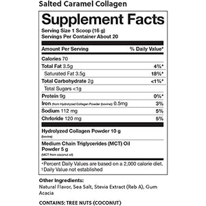 Perfect Keto Collagen Peptides Protein Powder with MCT Oil - Grassfed, GF, Multi Supplement, Best for Ketogenic Diets, Use as Keto Creamer, in Coffee and Shakes for Women & Men – Salted Caramel