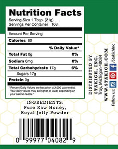 Stakich Royal Jelly Enriched Raw Honey - Pure, Unprocessed, Unheated - 5 Pound (80 Ounce)
