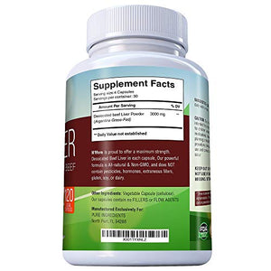 N'More Desiccated Liver Capsules, Certified 100% Grass Fed Undefatted Argentine Natural Beef Liver Supplements, 120 Capsules, 750mg per Capsule