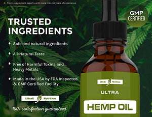 Hemp Oil for Stress Relief (3000mg - 120 Servings) Hemp Extract for Stress Relief, Knee and Back Discomfort - Best Hemp Oil Extract for Joint Challenges - Made in USA