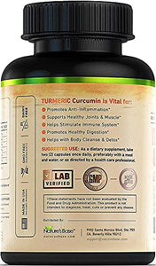 Turmeric Curcumin Supplement with Ginger & Apple Cider Vinegar (120 Count), BioPerine Black Pepper, Tumeric & Ginger, 95% Curcuminoids & Joint Supplement, Antioxidant Tumeric Supplements Capsules