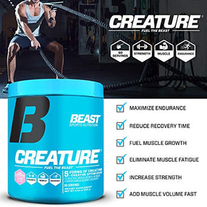 Beast Sports Nutrition – Creature Creatine Complex – Fuel Muscle Growth – Increase Strength – Enhance Endurance – Reduce Recovery Time – 5 Forms of Creatine – Pink Lemonade 60 Servings