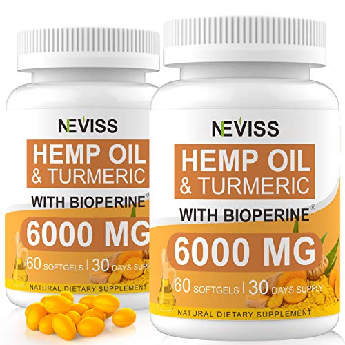 2 Pack Hemp Oil Softgel Capsule with Turmeric and Bioperine - 120 Cts