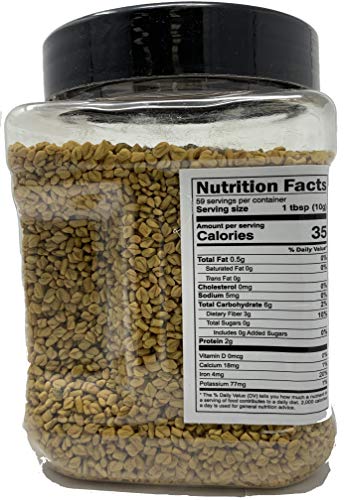 TAJ Premium Indian Methi Seeds, Fenugreek Seeds, Trigonella foenum graecum, (21 Ounce Jar)