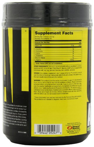 Universal Nutrition - Atomic 7 Enhanced BCAA Supplement - 8g BCAA with 2g Glutamine, 1g Citrulline Malate, 500mg L-Taurine - 'lectric Lemon Lime - 70 Servings