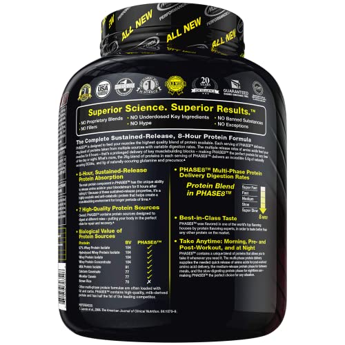 Whey Protein Powder | MuscleTech Phase8 Protein Powder | Whey & Casein Protein Powder Blend | Slow Release 8-Hour Protein Shakes | Muscle Builder for Men & Women | Chocolate, 4.6 lbs (50 Servings)