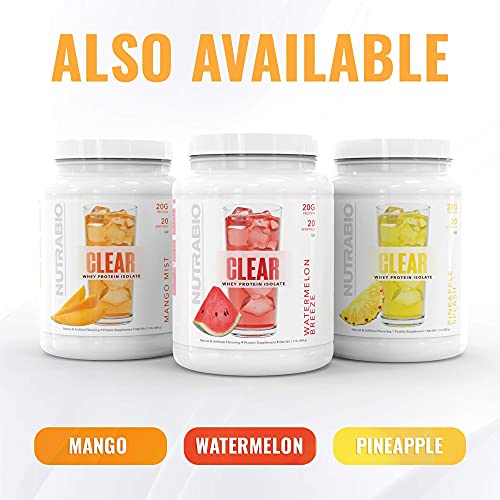 NutraBio Clear Whey Protein Isolate – NutraBio Clear Whey Protein Isolate – Pure Whey Isolate for Men and Women, Delicious Fruit Flavors – Non-GMO, Zero Lactose - Mango Mist, 20 Servings