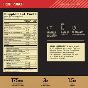 Optimum Nutrition Gold Standard Pre-Workout, Vitamin D for Immune Support, with Creatine, Beta-Alanine, and Caffeine for Energy, Keto Friendly, Fruit Punch, 30 Servings (Packaging May Vary)