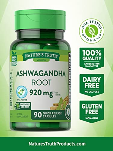 Ashwagandha Capsules | 920 mg | 90 Count | Non-GMO & Gluten Free Supplement | by Nature's Truth