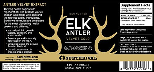 Surthrival Elk Antler Velvet-Gold 1,000mg