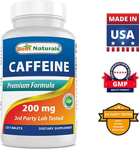 Best Naturals Caffeine Pills 200mg, 120 Count