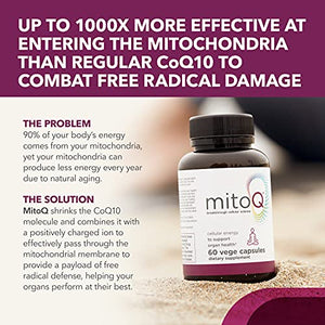 MitoQ Advanced CoQ10 Ubiquinol Supplement, Antioxidant Support for Mitochondria, Organ Health, Healthy Aging, and Cellular Energy (60 Veggie Capsules)