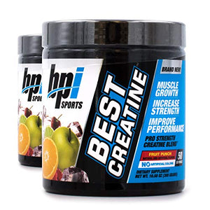 BPI Best Creatine to Increase Energy, Strength, and Muscle Mass, 50 Servings (2-Pack) (Fruit Punch)