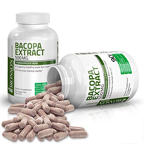 Bronson Bacopa Monnieri Extract 500 mg - Promotes Mental Clarity and Brain Function - Non GMO, 90 Vegetarian Capsules