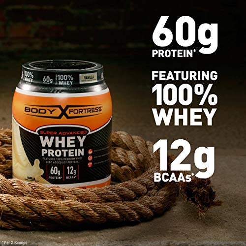 Body Fortress Super Advanced Whey Protein Powder, Gluten Free, Strawberry, 2 Pound (Packaging May Vary)