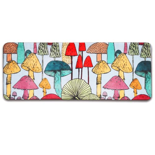 Mushroom Decor Kitchen Rugs and Mats, Non-Slip Cushioned Anti-Fatigue Floor Mat, Heavy-Duty Foam Comfort Standing Mat Washable for Home Decoration,Office,Bedroom,Living Room,Dining Room,18 x 48 inches