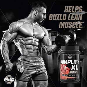 PMD Sports Amplify XL Premium Whey Protein Supplement Hydro Greens Blend - Glutamine and Whey Protein Matrix with Superfood for Muscle, Strength and Recovery - Strawberry Slam (24 Servings)