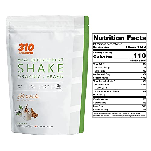 Vegan Organic Plant Protein Powder and Meal Replacement Shake - By 310 Nutrition - Gluten, Dairy and Soy Free - 0g of Sugar | Keto and Paleo Friendly (Horchata 28 Servings)