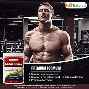 Best Naturals L-Glutamine Powder - 1 Pound - 100% Pure and Free Form - Glutamine Recovery Powder - Clinically Proven Recovery Aid for Men and Women (817716014555)