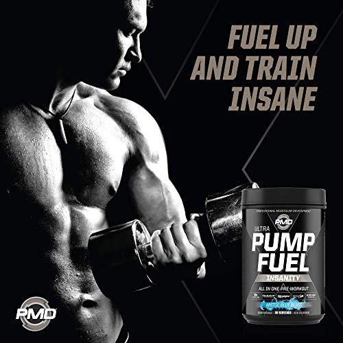 PMD Sports Ultra Pump Fuel Insanity - Pre Workout Drink Mix for Energy, Strength, Endurance, Muscle Pumps and Recovery - Complex Carbohydrates and Amino Energy - Arctic Blue Blast (30 Servings)