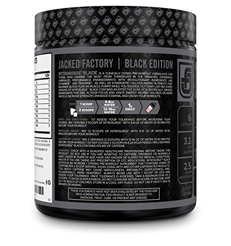 NITROSURGE Black Pre Workout Supplement - Nootropic Energy Booster Powder w/Dynamine & TeaCrine - PreWorkout Nitric Oxide Booster - 30 Servings, Sour Gummy