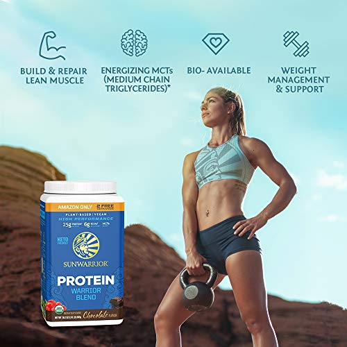 Sunwarrior Warrior Blend - Organic Protein Powder with BCAAs and Pea Protein Powder - Dairy Free, Gluten Free, Soy Free, Non-GMO, Sugar Free, and Keto Friendly Vegan, Plant Based Protein Powder