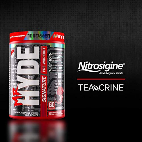 ProSupps Mr. Hyde Signature Series Pre-Workout Energy Drink – Intense Sustained Energy, Focus & Pumps with Beta Alanine, Creatine, Nitrosigine & TeaCrine (60 Servings Lollipop Punch)