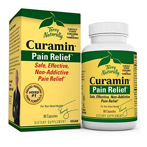 Terry Naturally Curamin - 60 Vegan Capsules - Non-Addictive Pain Relief Supplement with Curcumin from Turmeric, Boswellia & DLPA - Non-GMO, Gluten-Free - 20 Servings