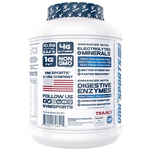 VMI Sports | ProtoLyte Whey Isolate Protein Powder | Low Calorie Whey Protein Powder for Weight Loss | Protein Powder for Muscle Gain | Digestive Enzymes | Non-GMO (Milk and Cookies, 4.6 Pounds)