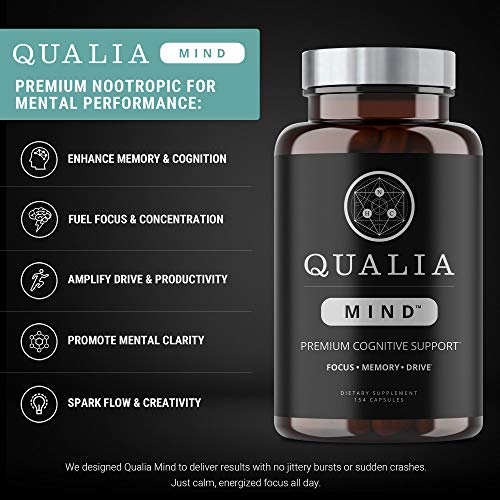 Qualia Mind Nootropics | Top Brain Supplement for Memory, Focus, Mental Energy, and Concentration with Ginkgo biloba, Alpha GPC, Bacopa monnieri, Celastrus paniculatus, DHA & More.(154 Ct)