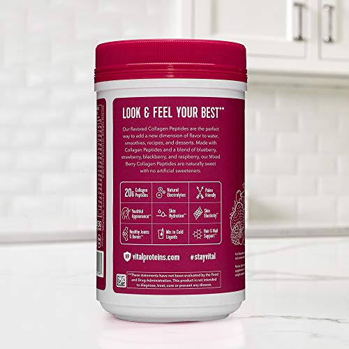 Vital Proteins Collagen Peptides Powder Supplement for Skin Hair Nail Joint, Vitamin C for Immune Support, Blueberry Strawberry Mixed Berry 10.4 oz