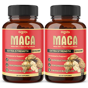 2Packs Maca Root Capsules - 7in1 Equivalent 8050mg Powder - Blended with Ashwagandha Root, Ginseng Root, Tribulus Terrestris & More - Reproductive Health & Immune Support - 180 Count 6-Month Supply