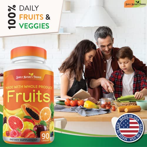 Fruit and Vegetable Supplements - 90 Veggie and 90 Fruit Capsules - Made with Whole Food Superfoods, Packed Vitamins & Minerals - No Fillers or Extracts - Soy Free - by Simply Nature's Promise