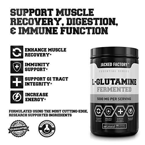 L-Glutamine Powder 500g, 100 Servings - Vegan Fermented L Glutamine Supplement for Post Workout Muscle Recovery, Immunity, Digestive Health - Tested & Trusted, No Artificial Fillers - Unflavored