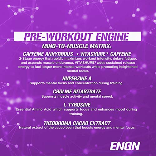 Evlution Nutrition ENGN Pre-Workout, Pikatropin-Free, 30 Servings, Intense Pre-Workout Powder for Increased Energy, Power, and Focus (Furious Grape)