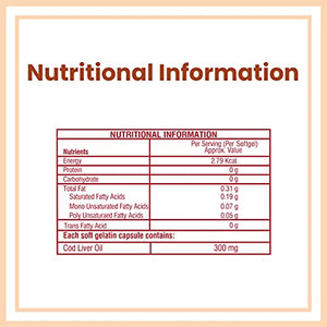 Ambrosial's Pure Cod Fish Liver Oil 300mg | Omega 3 Fatty Acid | Vitamin A, & Vitamin D - 60 Softgels