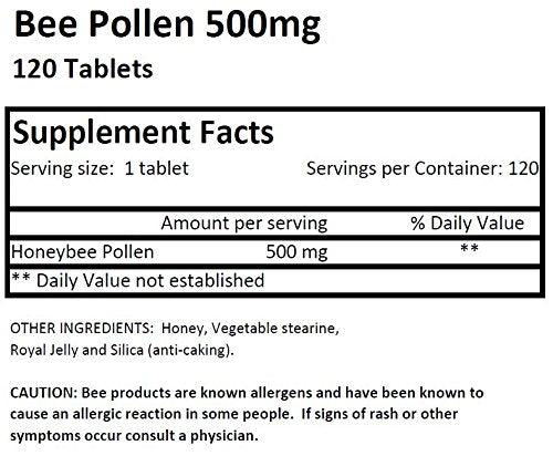 Arizona Brand Bee Pollen Tablets - 500mg - 120 Tablets - Dietary Supplement - Arizona Brand Nutritionals