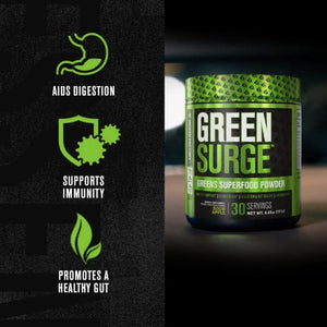 Green Surge Green Superfood Powder Supplement - Keto Friendly Greens Drink w/Spirulina, Wheat & Barley Grass, Organic Greens - Green Tea Extract, Probiotics & Digestive Enzymes - Sour Apple - 30sv