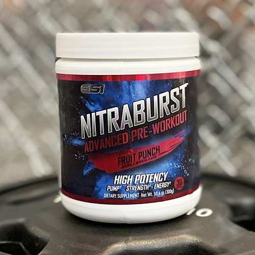 Giant Sports International NITRABURST Pre Workout Powder, Increase Blood Flow, Boosts Strength and Energy, Improve Exercise Performance, Creatine Free (Fruit Punch, 30 Servings)