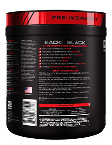 MRI Black Powder Pre-Workout Powder - Explosive Energy & Stamina - Intense Strength and Focus - Build Muscle - Recover Faster – Creatine - 60 Servings (Gun Powder)