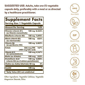 Solgar B-Complex "100", 100 Vegetable Capsules - Heart Health - Nervous System Support - Supports Energy Metabolism - Non GMO, Vegan, Gluten Free, Dairy Free, Kosher, Halal - 100 Servings
