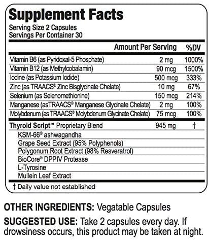 Thyroid Script Supplement - Supports Healthy Thyroid, T3 Activation, Immunity - Adrenal and Energy Function - DPPIV Enzyme for Gluten and Dairy Metabolism by Suzy Cohen